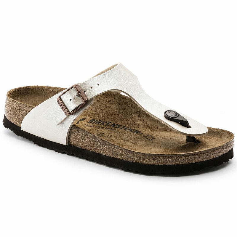 Birkenstock Blonder Birko Flor Gizeh Dame Hvide | DK 429MQZ